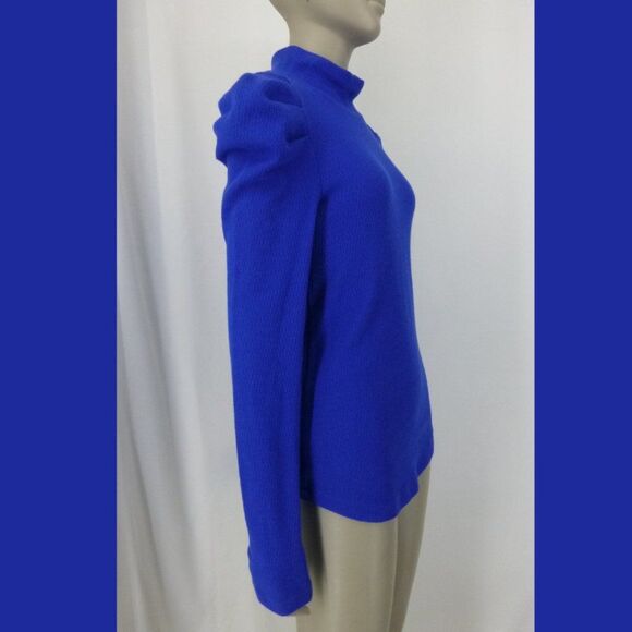 NWOT Free People Puffy Shoulder Long Sleeve Blue Top - Picture 3 of 9